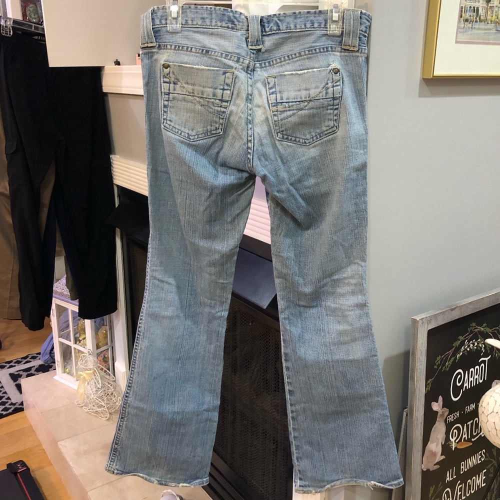 VINTAGE Y2K GAP Original Low Rise Flare Light Wash Distressed Denim Jeans - Picture 4 of 8